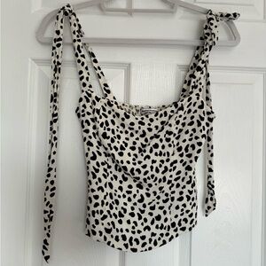 Reformation ellora tie shoulder top - leopard black & white